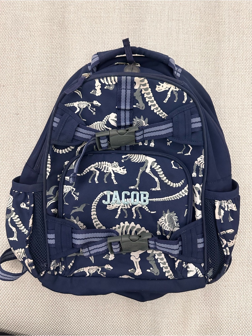 Pottery Barn Kids Navy Dinosaur Skeleton Backpack with Name Patch